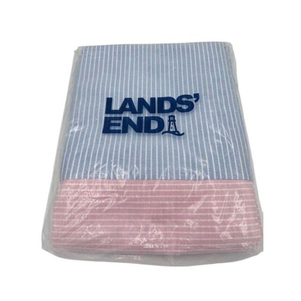 RARE NWT Lands End Twin-Size Multicolor Striped Duvet Cover & 2 Shams - Picture 2 of 4